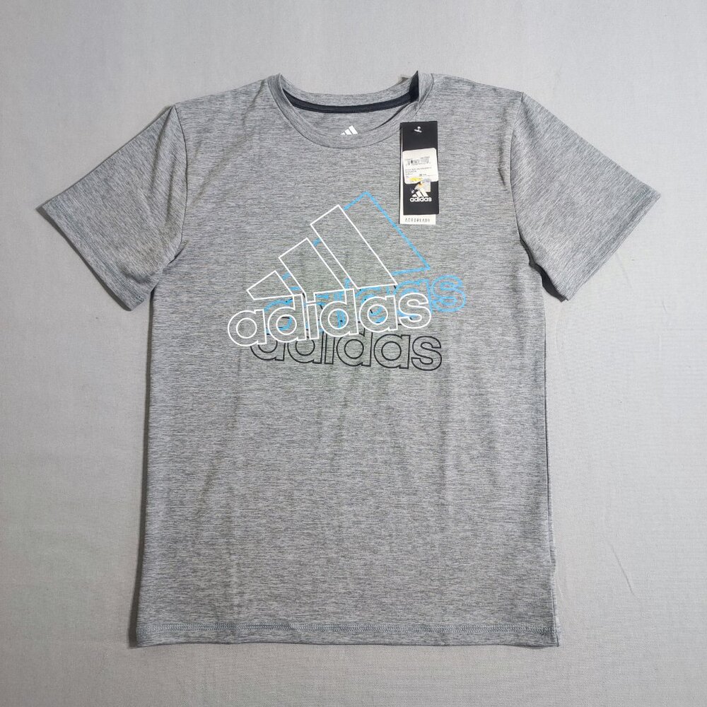 NWT Adidas T-shirt men's youth sz M grey colour with graphic design short sleeve
